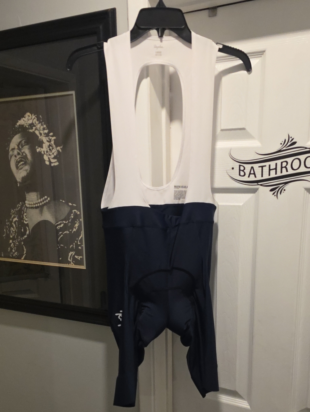 White and Navy One-Piece Cycling Bib Shorts